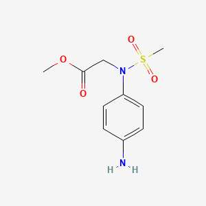 molecular formula C10H14N2O4S B2874220 methyl N-(4-aminophenyl)-N-(methylsulfonyl)glycinate CAS No. 1573548-39-6