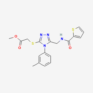 molecular formula C18H18N4O3S2 B2874261 methyl 2-{[4-(3-methylphenyl)-5-{[(thiophen-2-yl)formamido]methyl}-4H-1,2,4-triazol-3-yl]sulfanyl}acetate CAS No. 689748-81-0