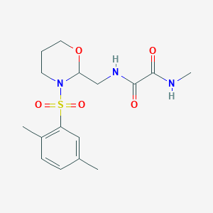 molecular formula C16H23N3O5S B2874268 N'-{[3-(2,5-dimethylbenzenesulfonyl)-1,3-oxazinan-2-yl]methyl}-N-methylethanediamide CAS No. 872724-54-4