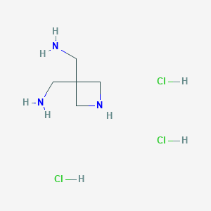 molecular formula C5H16Cl3N3 B2874272 [3-(Aminomethyl)azetidin-3-yl]methanamine trihydrochloride CAS No. 2306262-39-3