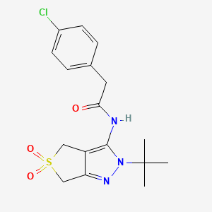 molecular formula C17H20ClN3O3S B2874286 N-{2-tert-butyl-5,5-dioxo-2H,4H,6H-5lambda6-thieno[3,4-c]pyrazol-3-yl}-2-(4-chlorophenyl)acetamide CAS No. 893924-73-7