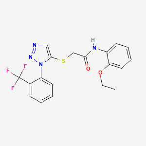 molecular formula C19H17F3N4O2S B2874295 N-(2-ethoxyphenyl)-2-({1-[2-(trifluoromethyl)phenyl]-1H-1,2,3-triazol-5-yl}sulfanyl)acetamide CAS No. 924824-62-4