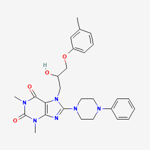 molecular formula C27H32N6O4 B2874306 7-(2-hydroxy-3-(m-tolyloxy)propyl)-1,3-dimethyl-8-(4-phenylpiperazin-1-yl)-1H-purine-2,6(3H,7H)-dione CAS No. 923123-08-4