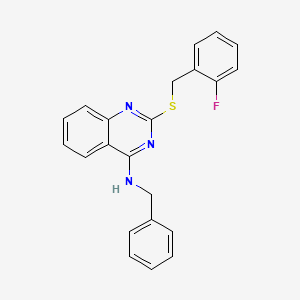 molecular formula C22H18FN3S B2874335 N-benzyl-2-{[(2-fluorophenyl)methyl]sulfanyl}quinazolin-4-amine CAS No. 688354-45-2