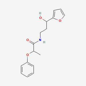molecular formula C16H19NO4 B2874337 N-[3-(Furan-2-YL)-3-hydroxypropyl]-2-phenoxypropanamide CAS No. 1421525-84-9