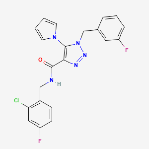 molecular formula C21H16ClF2N5O B2874354 N-[(2-chloro-4-fluorophenyl)methyl]-1-[(3-fluorophenyl)methyl]-5-(1H-pyrrol-1-yl)-1H-1,2,3-triazole-4-carboxamide CAS No. 1242864-50-1