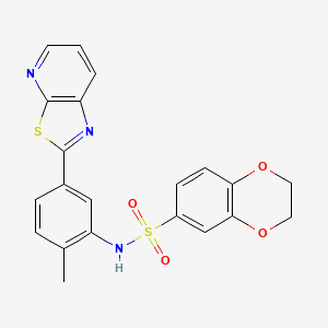molecular formula C21H17N3O4S2 B2874369 N-[2-methyl-5-(2-thiazolo[5,4-b]pyridinyl)phenyl]-2,3-dihydro-1,4-benzodioxin-6-sulfonamide CAS No. 896679-71-3