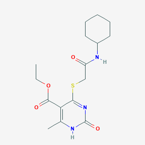 molecular formula C16H23N3O4S B2874376 ethyl 4-{[(cyclohexylcarbamoyl)methyl]sulfanyl}-6-methyl-2-oxo-1,2-dihydropyrimidine-5-carboxylate CAS No. 946354-36-5
