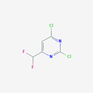 molecular formula C5H2Cl2F2N2 B2874387 2,4-Dichloro-6-(difluoromethyl)pyrimidine CAS No. 1706464-39-2