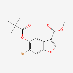 molecular formula C16H17BrO5 B2874401 Methyl 6-bromo-5-[(2,2-dimethylpropanoyl)oxy]-2-methyl-1-benzofuran-3-carboxylate CAS No. 308295-49-0