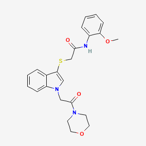 molecular formula C23H25N3O4S B2874407 N-(2-methoxyphenyl)-2-({1-[2-(morpholin-4-yl)-2-oxoethyl]-1H-indol-3-yl}sulfanyl)acetamide CAS No. 878053-33-9