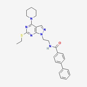 molecular formula C27H30N6OS B2874414 N-(2-(6-(ethylthio)-4-(piperidin-1-yl)-1H-pyrazolo[3,4-d]pyrimidin-1-yl)ethyl)-[1,1'-biphenyl]-4-carboxamide CAS No. 953985-96-1