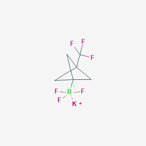 molecular formula C6H6BF6K B2874436 Potassium;trifluoro-[3-(trifluoromethyl)-1-bicyclo[1.1.1]pentanyl]boranuide CAS No. 2410559-80-5