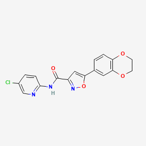molecular formula C17H12ClN3O4 B2874472 N-(5-chloropyridin-2-yl)-5-(2,3-dihydro-1,4-benzodioxin-6-yl)-1,2-oxazole-3-carboxamide CAS No. 898496-44-1