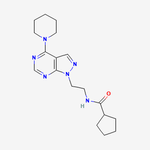 molecular formula C18H26N6O B2874496 N-(2-(4-(piperidin-1-yl)-1H-pyrazolo[3,4-d]pyrimidin-1-yl)ethyl)cyclopentanecarboxamide CAS No. 1021122-62-2