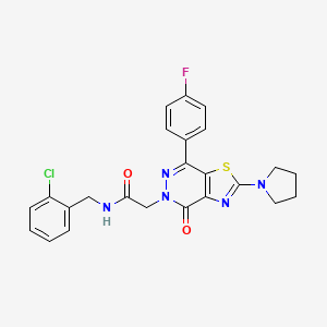molecular formula C24H21ClFN5O2S B2874500 N-(2-chlorobenzyl)-2-(7-(4-fluorophenyl)-4-oxo-2-(pyrrolidin-1-yl)thiazolo[4,5-d]pyridazin-5(4H)-yl)acetamide CAS No. 1170908-12-9