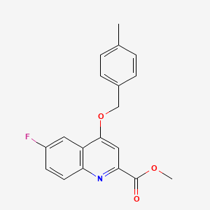 molecular formula C19H16FNO3 B2874514 METHYL 6-FLUORO-4-[(4-METHYLPHENYL)METHOXY]QUINOLINE-2-CARBOXYLATE CAS No. 1358496-06-6