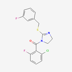 (2-chloro-6-fluorophenyl)(2-((3-fluorobenzyl)thio)-4,5-dihydro-1H-imidazol-1-yl)methanone