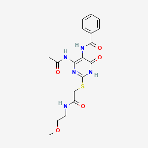 N-(4-acetamido-2-((2-((2-methoxyethyl)amino)-2-oxoethyl)thio)-6-oxo-1,6-dihydropyrimidin-5-yl)benzamide