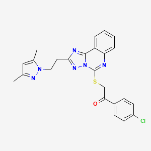 1-(4-Chlorophenyl)-2-[[2-[2-(3,5-dimethylpyrazol-1-yl)ethyl]-[1,2,4]triazolo[1,5-c]quinazolin-5-yl]sulfanyl]ethanone