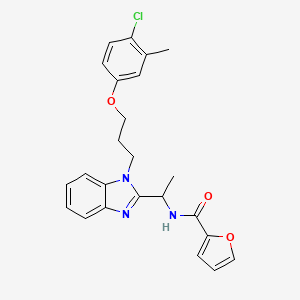 molecular formula C24H24ClN3O3 B2874586 N-(1-{1-[3-(4-chloro-3-methylphenoxy)propyl]-1H-1,3-benzodiazol-2-yl}ethyl)furan-2-carboxamide CAS No. 919973-21-0