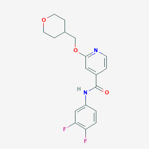 molecular formula C18H18F2N2O3 B2874600 N-(3,4-difluorophenyl)-2-[(oxan-4-yl)methoxy]pyridine-4-carboxamide CAS No. 2034296-50-7