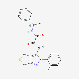 molecular formula C22H22N4O2S B2874606 N-[2-(2-methylphenyl)-2H,4H,6H-thieno[3,4-c]pyrazol-3-yl]-N'-(1-phenylethyl)ethanediamide CAS No. 899756-08-2