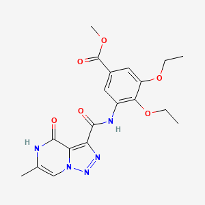 molecular formula C19H21N5O6 B2874607 Methyl 3,4-diethoxy-5-(6-methyl-4-oxo-4,5-dihydro-[1,2,3]triazolo[1,5-a]pyrazine-3-carboxamido)benzoate CAS No. 2034353-56-3