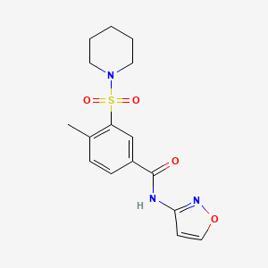 molecular formula C16H19N3O4S B2874623 4-methyl-N-(1,2-oxazol-3-yl)-3-piperidin-1-ylsulfonylbenzamide CAS No. 637325-77-0