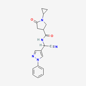 molecular formula C19H19N5O2 B2874639 N-[cyano(1-phenyl-1H-pyrazol-4-yl)methyl]-1-cyclopropyl-5-oxopyrrolidine-3-carboxamide CAS No. 1355932-84-1