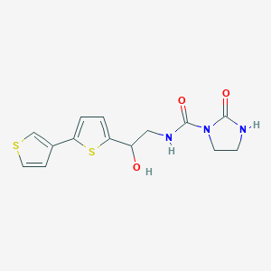 molecular formula C14H15N3O3S2 B2874642 N-(2-([2,3'-bithiophen]-5-yl)-2-hydroxyethyl)-2-oxoimidazolidine-1-carboxamide CAS No. 2191267-43-1