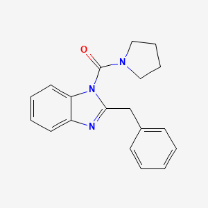 molecular formula C19H19N3O B2874670 2-benzyl-1-(pyrrolidine-1-carbonyl)-1H-1,3-benzodiazole CAS No. 701929-41-1