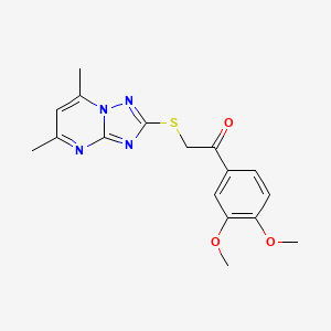 molecular formula C17H18N4O3S B2874671 1-(3,4-Dimethoxyphenyl)-2-[(5,7-dimethyl[1,2,4]triazolo[1,5-a]pyrimidin-2-yl)thio]ethanone CAS No. 781629-19-4