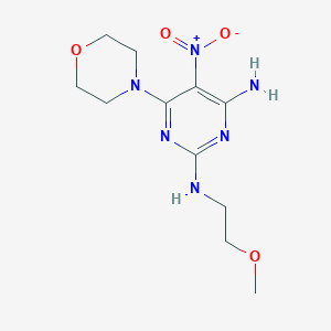 molecular formula C11H18N6O4 B2874678 N2-(2-methoxyethyl)-6-morpholino-5-nitropyrimidine-2,4-diamine CAS No. 577790-95-5