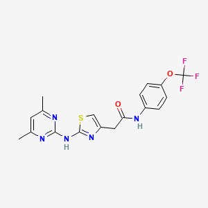 molecular formula C18H16F3N5O2S B2874682 2-(2-((4,6-dimethylpyrimidin-2-yl)amino)thiazol-4-yl)-N-(4-(trifluoromethoxy)phenyl)acetamide CAS No. 1226431-04-4