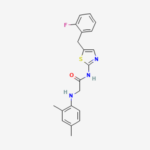 molecular formula C20H20FN3OS B2874696 2-((2,4-dimethylphenyl)amino)-N-(5-(2-fluorobenzyl)thiazol-2-yl)acetamide CAS No. 854004-98-1