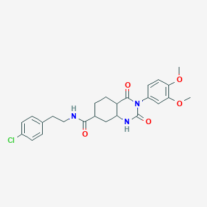 molecular formula C25H22ClN3O5 B2874718 N-[2-(4-chlorophenyl)ethyl]-3-(3,4-dimethoxyphenyl)-2,4-dioxo-4a,5,6,7,8,8a-hexahydro-1H-quinazoline-7-carboxamide CAS No. 892294-33-6