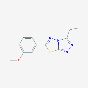 molecular formula C12H12N4OS B287473 3-Ethyl-6-(3-methoxyphenyl)[1,2,4]triazolo[3,4-b][1,3,4]thiadiazole 