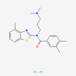 molecular formula C22H28ClN3OS B2874772 N-(3-(dimethylamino)propyl)-3,4-dimethyl-N-(4-methylbenzo[d]thiazol-2-yl)benzamide hydrochloride CAS No. 1216922-14-3