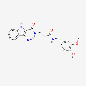 molecular formula C22H22N4O4 B2874779 N-[(3,4-dimethoxyphenyl)methyl]-3-{4-oxo-3H,4H,5H-pyrimido[5,4-b]indol-3-yl}propanamide CAS No. 1105214-08-1