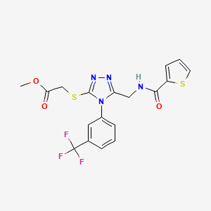 molecular formula C18H15F3N4O3S2 B2874789 methyl 2-[(5-{[(thiophen-2-yl)formamido]methyl}-4-[3-(trifluoromethyl)phenyl]-4H-1,2,4-triazol-3-yl)sulfanyl]acetate CAS No. 689749-18-6