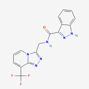 molecular formula C16H11F3N6O B2874798 N-((8-(trifluoromethyl)-[1,2,4]triazolo[4,3-a]pyridin-3-yl)methyl)-1H-indazole-3-carboxamide CAS No. 2034551-03-4
