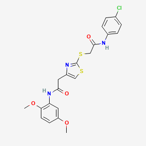 molecular formula C21H20ClN3O4S2 B2874817 N-(4-chlorophenyl)-2-((4-(2-((2,5-dimethoxyphenyl)amino)-2-oxoethyl)thiazol-2-yl)thio)acetamide CAS No. 954018-79-2