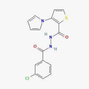 molecular formula C16H12ClN3O2S B2874825 N'-(3-chlorobenzoyl)-3-(1H-pyrrol-1-yl)-2-thiophenecarbohydrazide CAS No. 672925-18-7