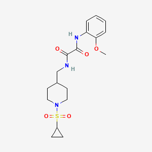 molecular formula C18H25N3O5S B2874862 N-{[1-(cyclopropanesulfonyl)piperidin-4-yl]methyl}-N'-(2-methoxyphenyl)ethanediamide CAS No. 1235391-25-9