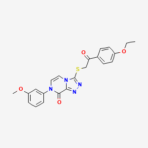molecular formula C22H20N4O4S B2874878 3-{[2-(4-ethoxyphenyl)-2-oxoethyl]sulfanyl}-7-(3-methoxyphenyl)-7H,8H-[1,2,4]triazolo[4,3-a]pyrazin-8-one CAS No. 1242874-07-2