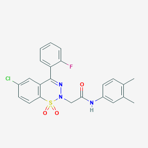 B2874887 2-[6-chloro-4-(2-fluorophenyl)-1,1-dioxido-2H-1,2,3-benzothiadiazin-2-yl]-N-(3,4-dimethylphenyl)acetamide CAS No. 1031619-37-0