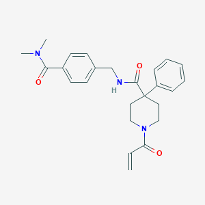 molecular formula C25H29N3O3 B2874912 N-[[4-(Dimethylcarbamoyl)phenyl]methyl]-4-phenyl-1-prop-2-enoylpiperidine-4-carboxamide CAS No. 2361719-95-9