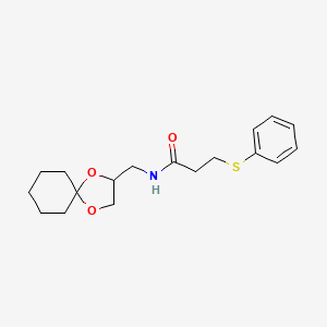 molecular formula C18H25NO3S B2874947 N-(1,4-dioxaspiro[4.5]decan-2-ylmethyl)-3-(phenylthio)propanamide CAS No. 1209064-47-0