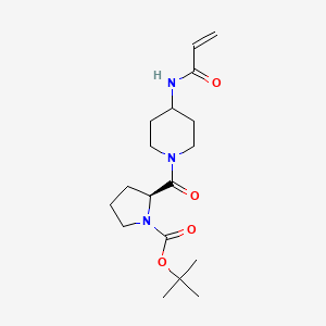 molecular formula C18H29N3O4 B2874948 Tert-butyl (2S)-2-[4-(prop-2-enoylamino)piperidine-1-carbonyl]pyrrolidine-1-carboxylate CAS No. 2411181-08-1